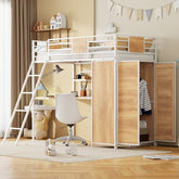 Bellemave® Twin Size Loft bed with L - shape Desk and Wardrobe - Bellemave